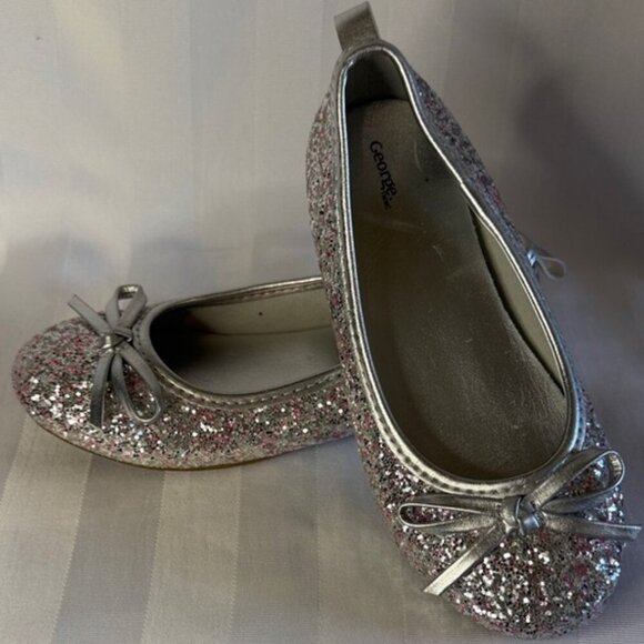 George Sparkling Silver / Multicolour Cora Flats Kids Girls Size 11 - Picture 6 of 6